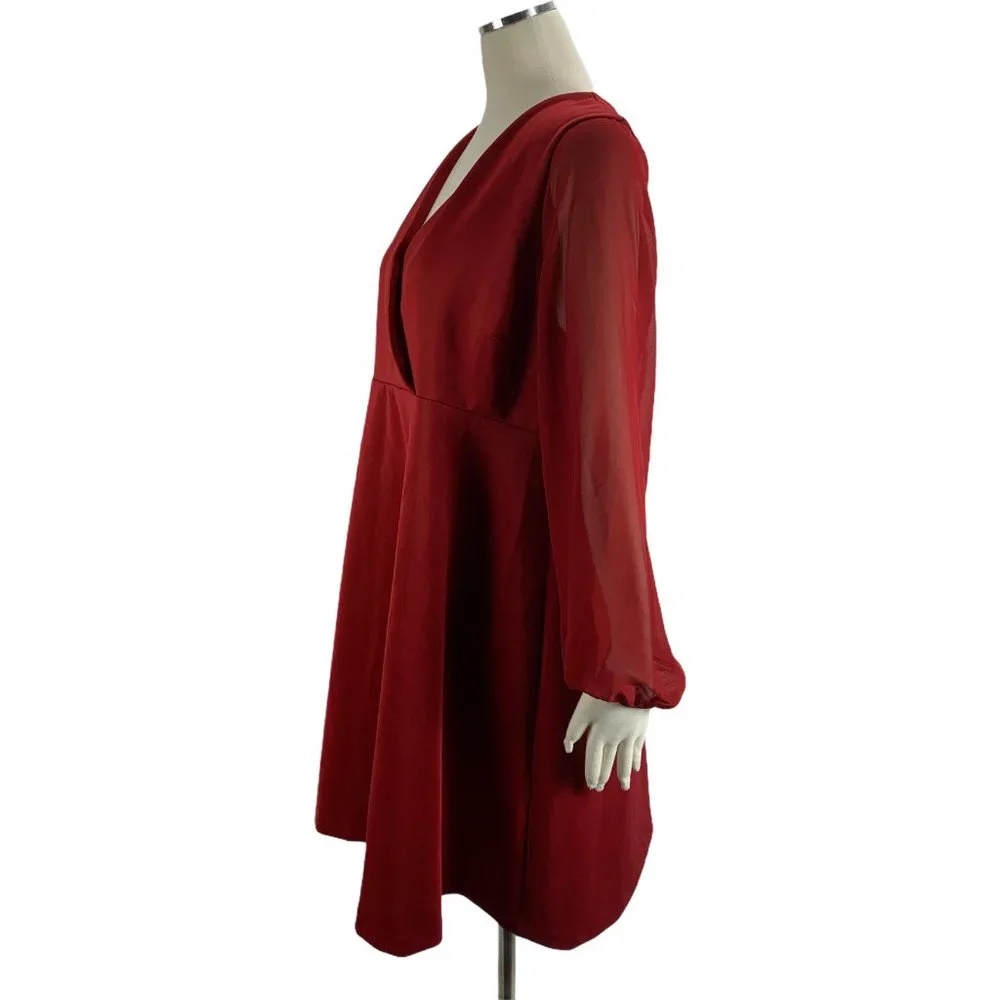 Motherhood Maternity XL Red Dress Career Formal Sheer Sleeve Knee Length - Picture 3 of 7